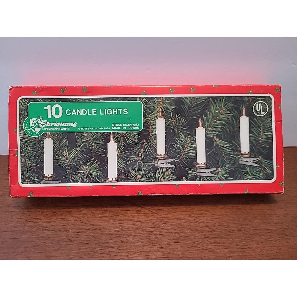 Vintage Set of 10 CANDLE Tree LIGHTS CHRISTMAS Around the World‎ w/Box Works